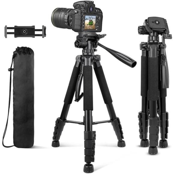 74’’ Camera Tripod with Travel BagCell Phone Tripod with Wireless Remote